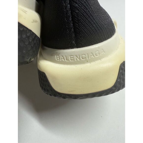 BALENCIAGA Speed Trainer Sneakers Black White Size 8 See Description - Picture 4 of 16